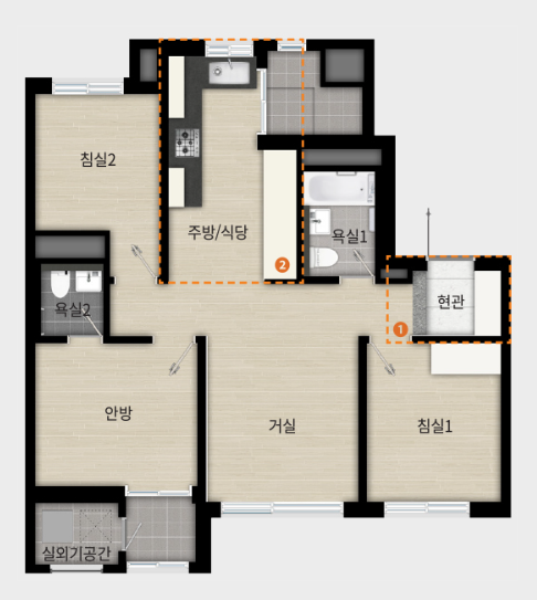 래미안-라그란데-55타입-평면도