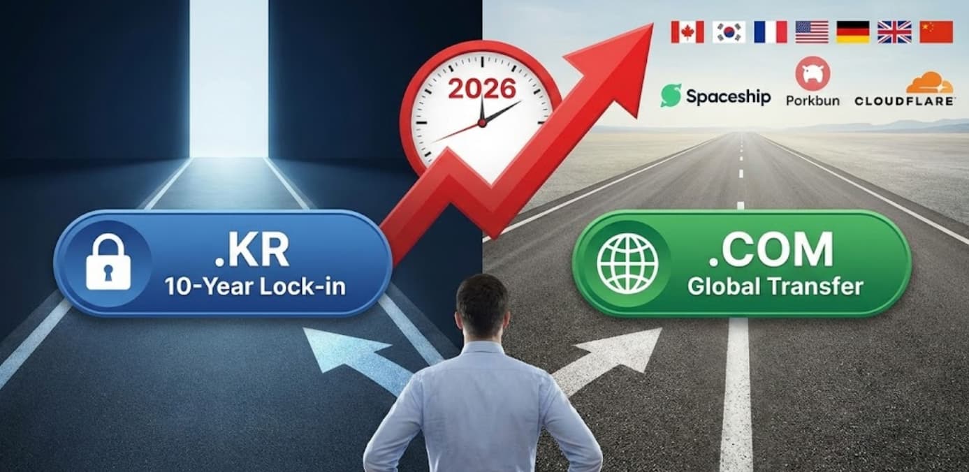 2026 호스팅케이알 도메인 가격 인상 대응: .KR 10년 연장 및 .COM 해외 이전 전략