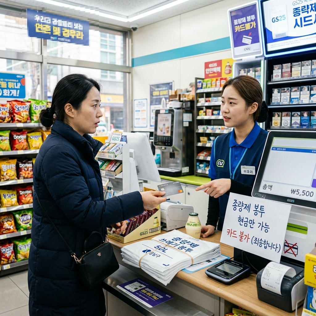 종량제 봉투 현금만 가능 _ AI 생성 이미지