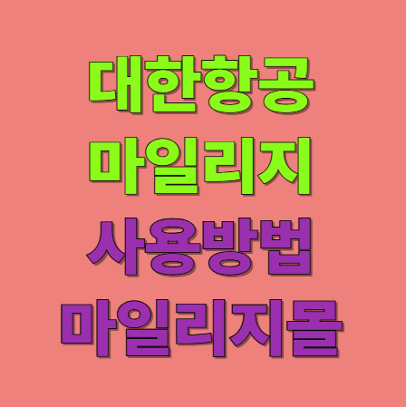 대한항공 마일리지 사용방법 좌석승급 마일리지몰 공제표