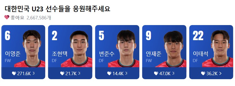 아시안컵 한국 국가대표 선수