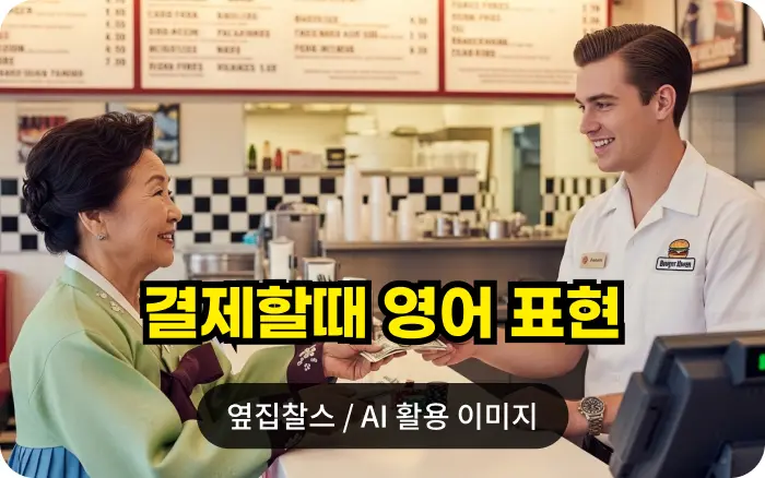 식당에서 직원에게 결제하는 할머니