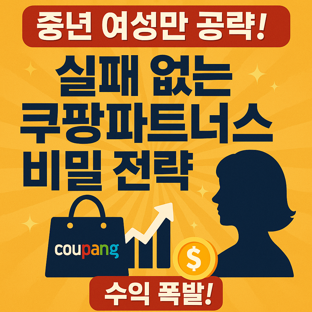 중년여성 쿠팡파트너스 7가지 성공전략, 실패 없는 상품 선정법