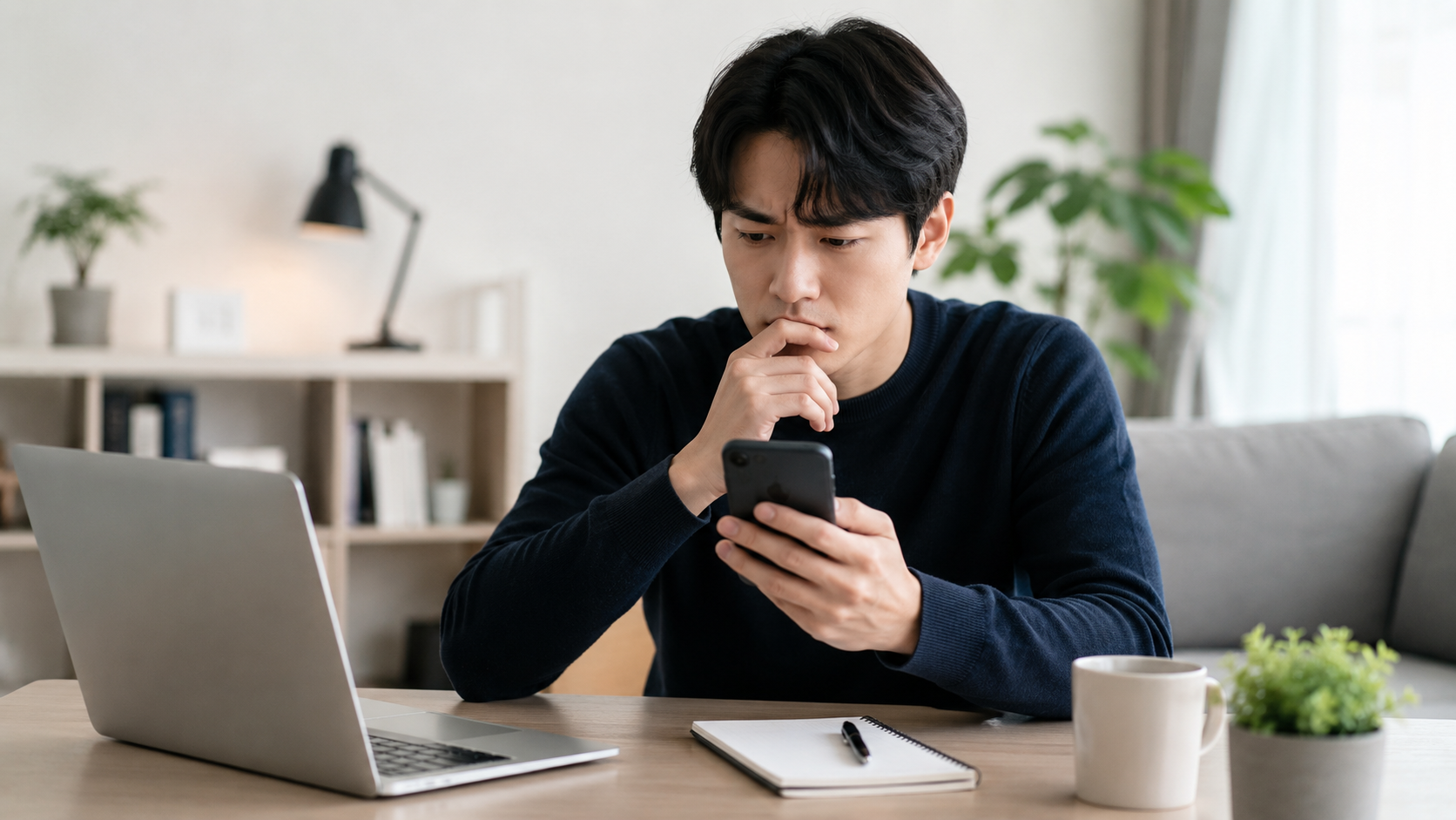 무료체험 자동결제를 확인하는 스마트폰 사용자 모습