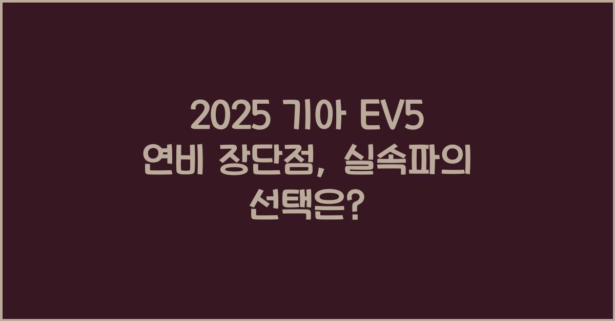 2025 기아 EV5 연비 장단점