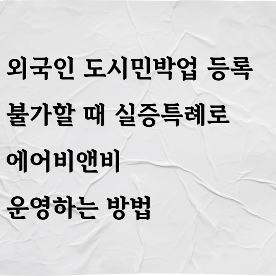 외국인 도시민박업 불가할 때 실증특례로 에어비엔비 운영하는 방법