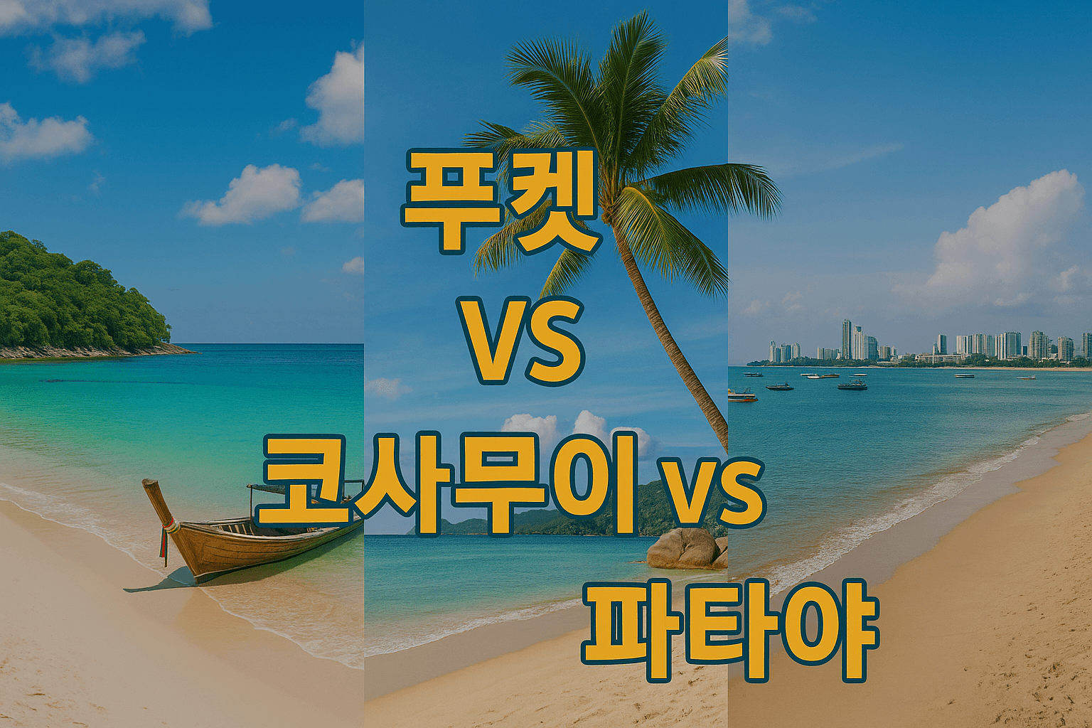 푸켓,코사무이,파타야 바닷가 비교 사진