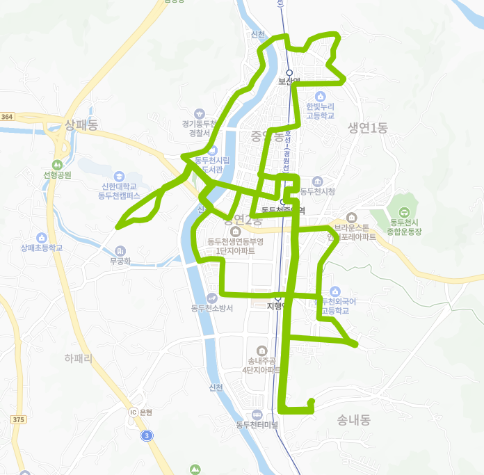 동두천-90번-버스-노선-지도