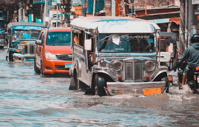 도로 위 침수차 사진