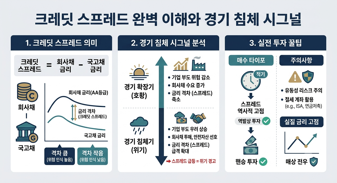 회사채 투자 크레딧 스프레드 의미 및 경기 침체 시그널 분석 인포그래픽