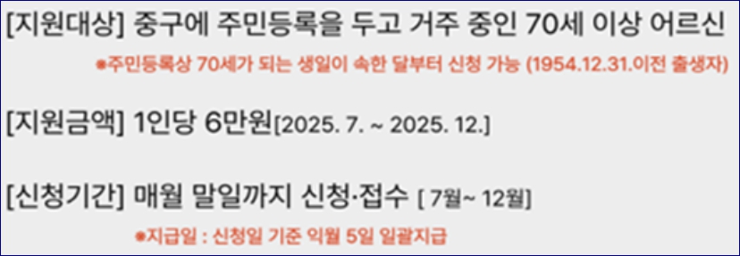 인천 중구 어르신 품위유지비 지급