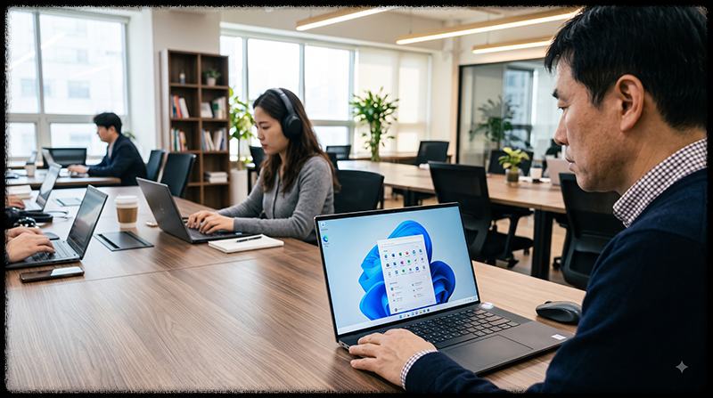 Windows 11 자동 로그인 사용 시 다른 사람이 PC에 접근할 수 있는 보안 위험을 보여주는 모습