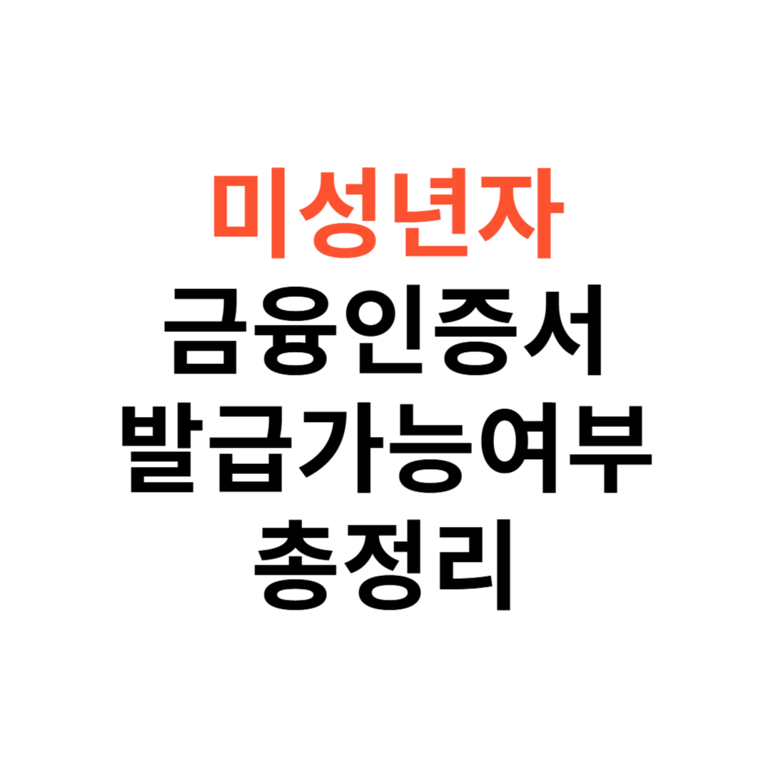 미성년자의 금융인증서 발급 가능 여부