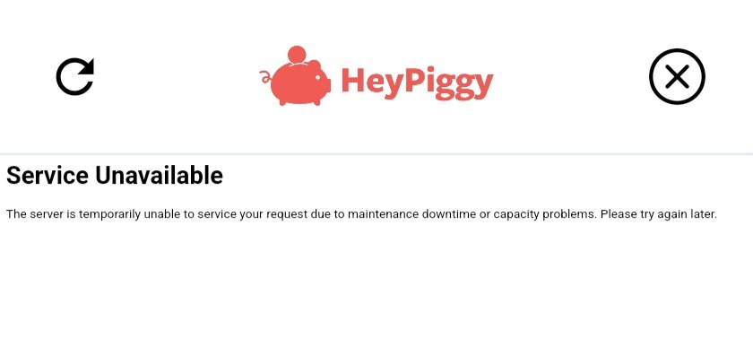 헤이피기 설문 도중 서버 오류 이미지