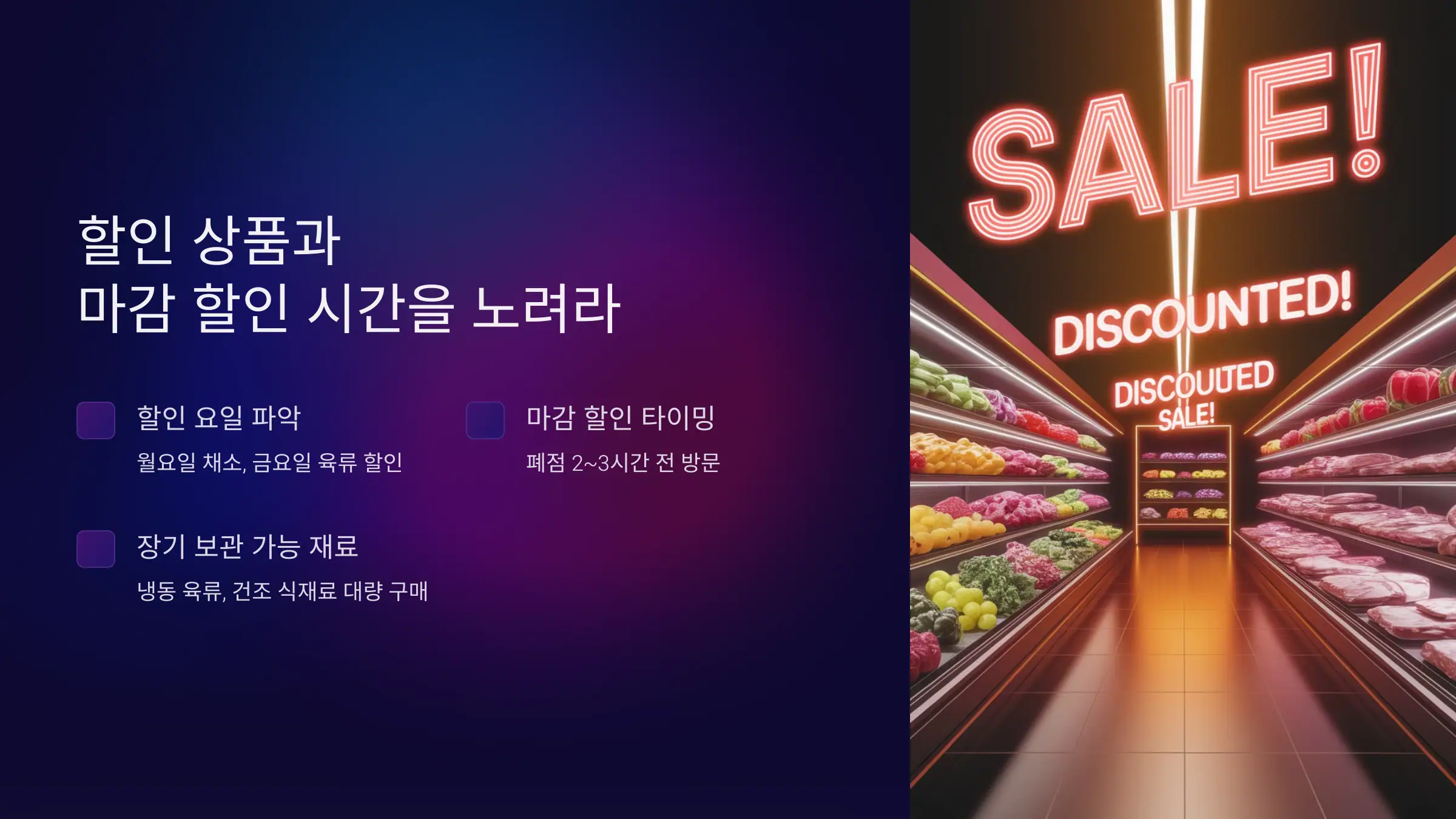 할인 상품과 마감 할인 시간을 노려라