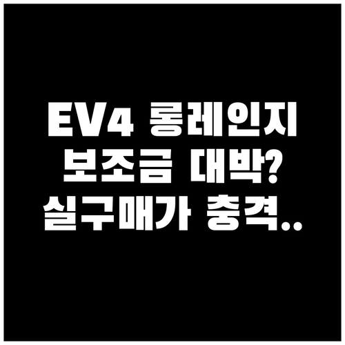 2026년 기아 EV4 롱레인지 보조..