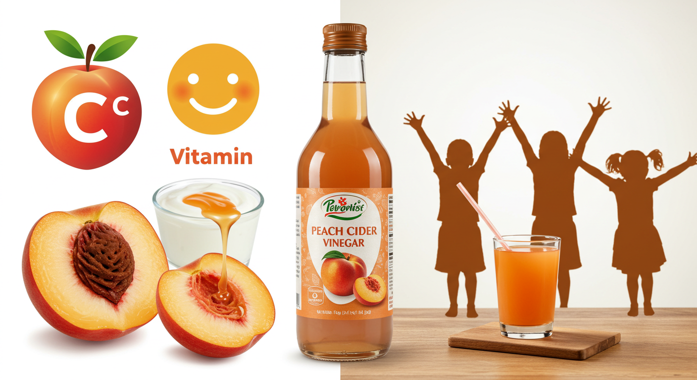 &quot;복숭아식초의 비타민과 장 건강 효과&quot;에 대한 이미지입니다.