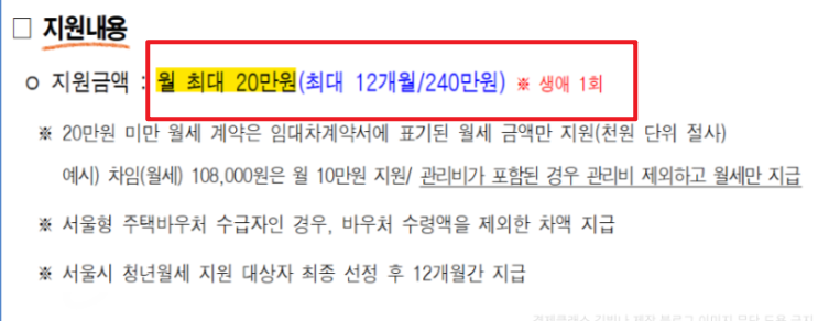 서울시 청년월세지원