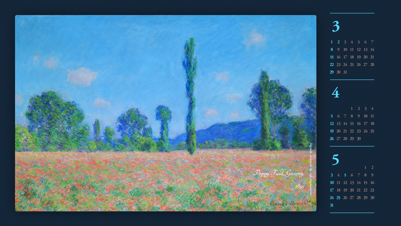 15 지베르니의 양귀비 들판 B - 2026년4월 달력배경화면