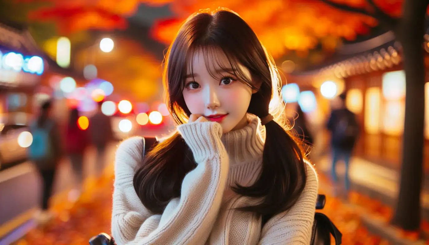 당일치기-단풍-여행하는-여성의-모습