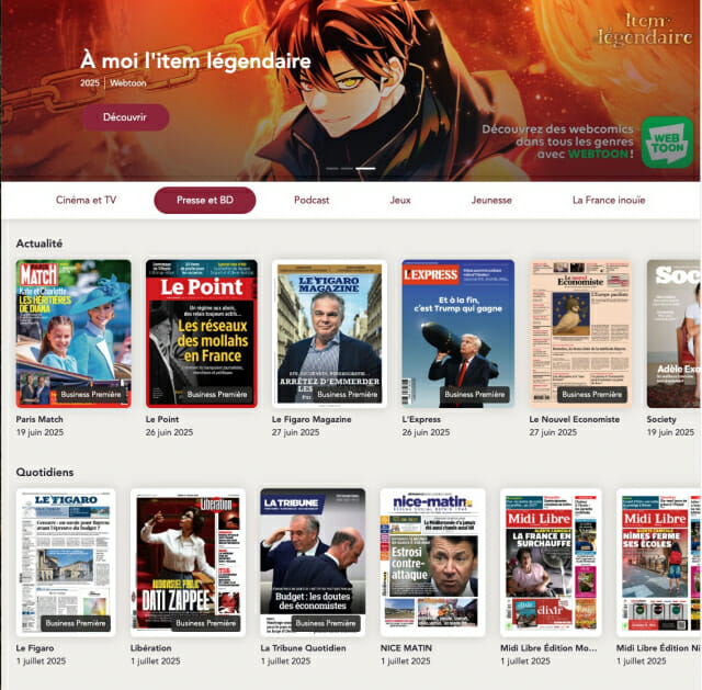 테제베에서 볼 수 있는 네이버웹툰 작품