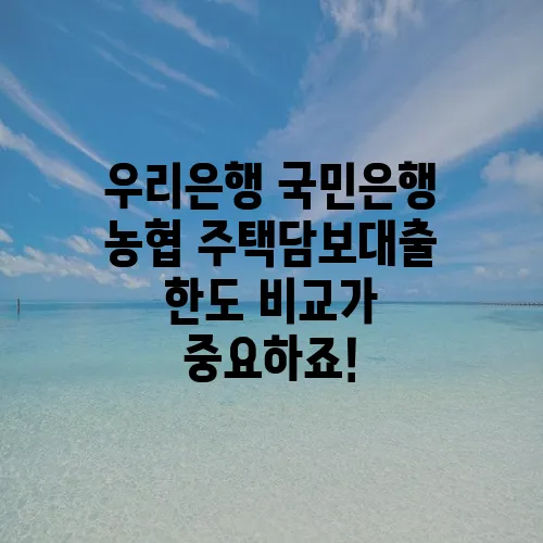 우리은행 국민은행 농협 주택담보대출 한도 비교가 중요하죠!