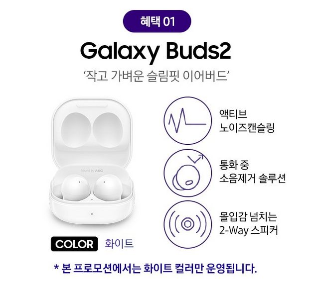 버즈2는 화이트색상만 가능합니다. 받은 화이트를 가지고 가도 교환안돼요.