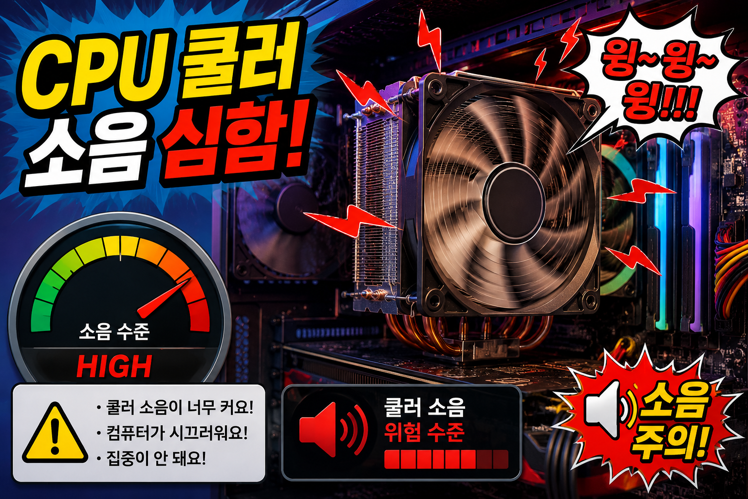 CPU 쿨러 소음 심함 해결방법 총정리 팬소음 원인 서멀그리스 재도포