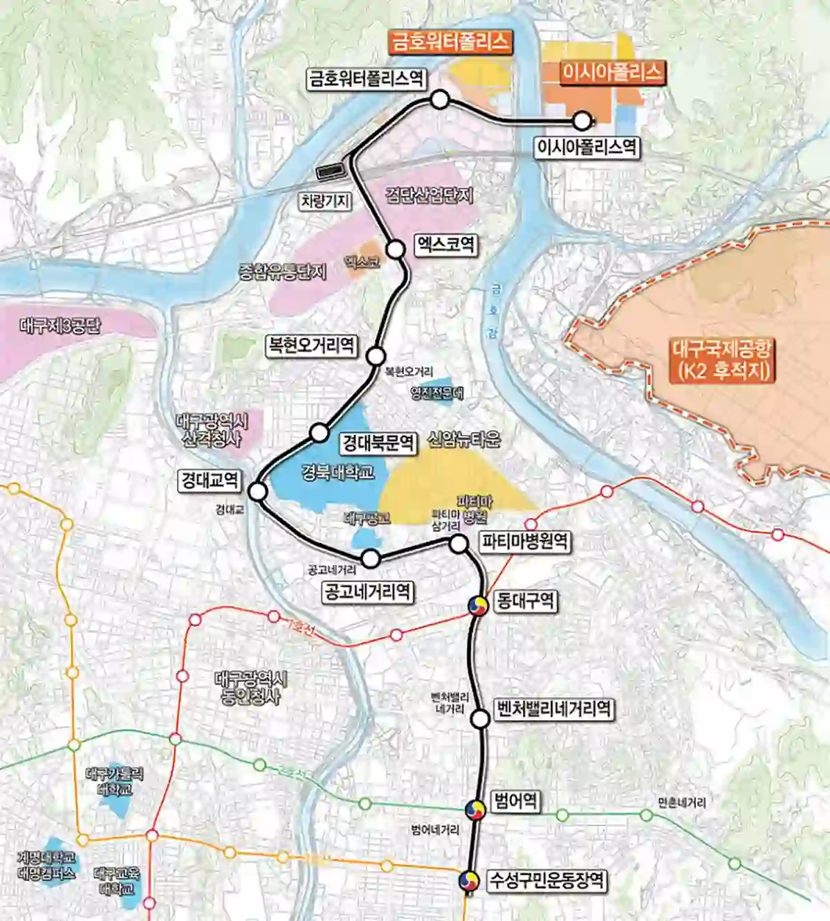 대구지하철-엑스코선(4호선)-신설예정-노선도-검은색라인