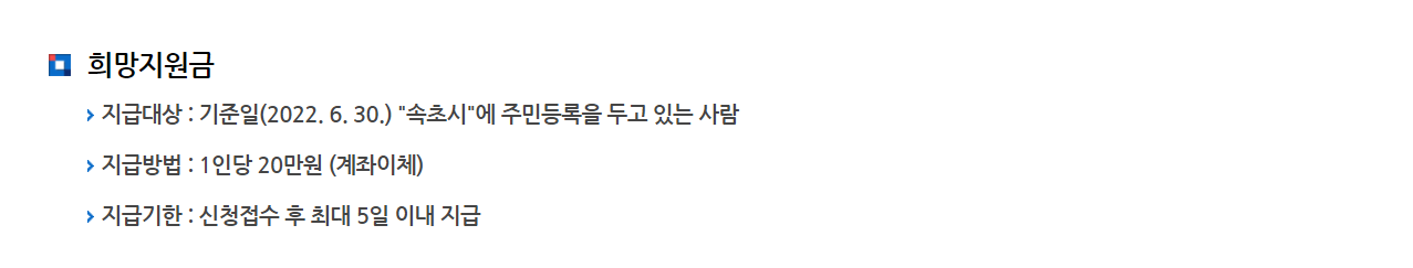 속초시 희망지원금 대상