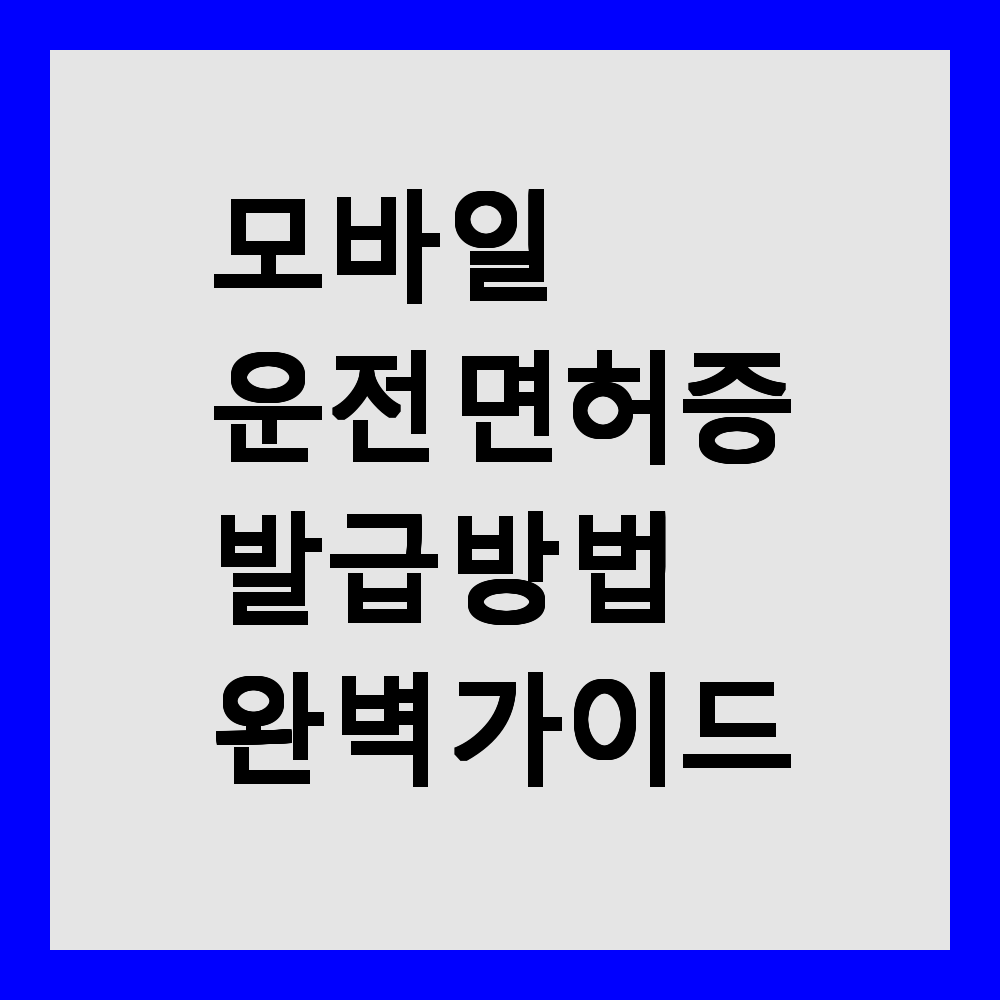 모바일 운전 면허증 발급 방법 완벽 가이드