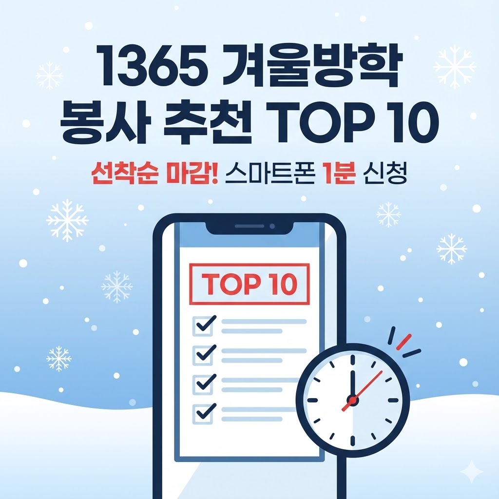 [긴급] 2026년 겨울방학 1365자원봉사 추천 리스트 및 신청 방법 (선착순 마감 주의)