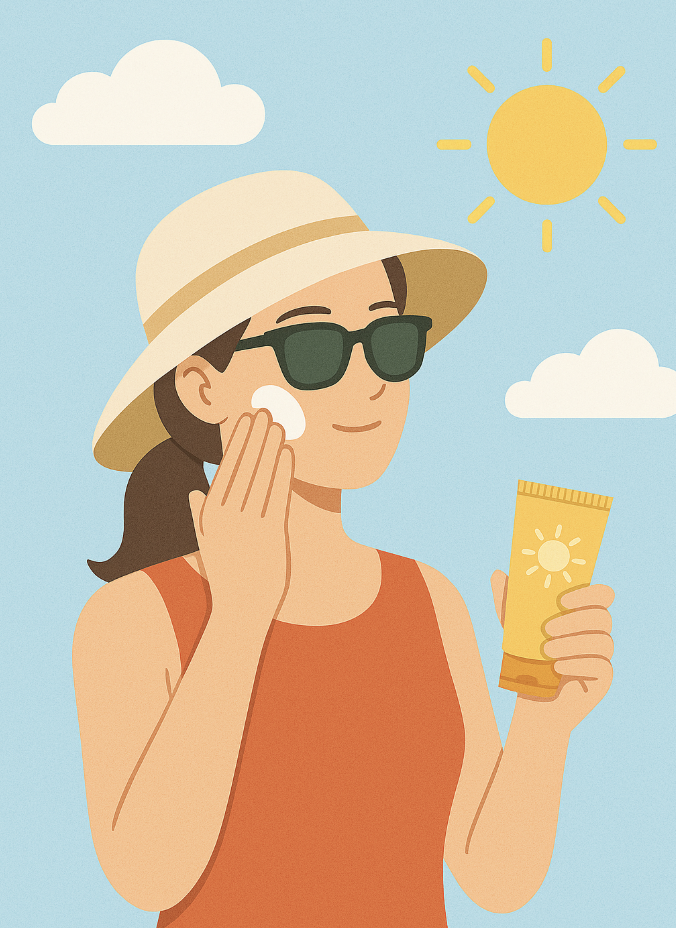 자외선차단제 바르는 이미지