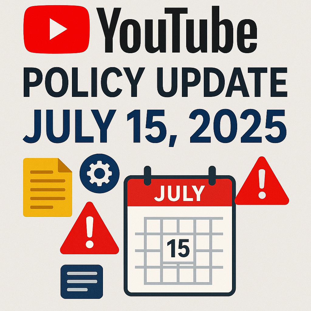 2025년 7월 15일 유튜브 정책 변경 공지 개념 이미지 - 정책 시행 확인