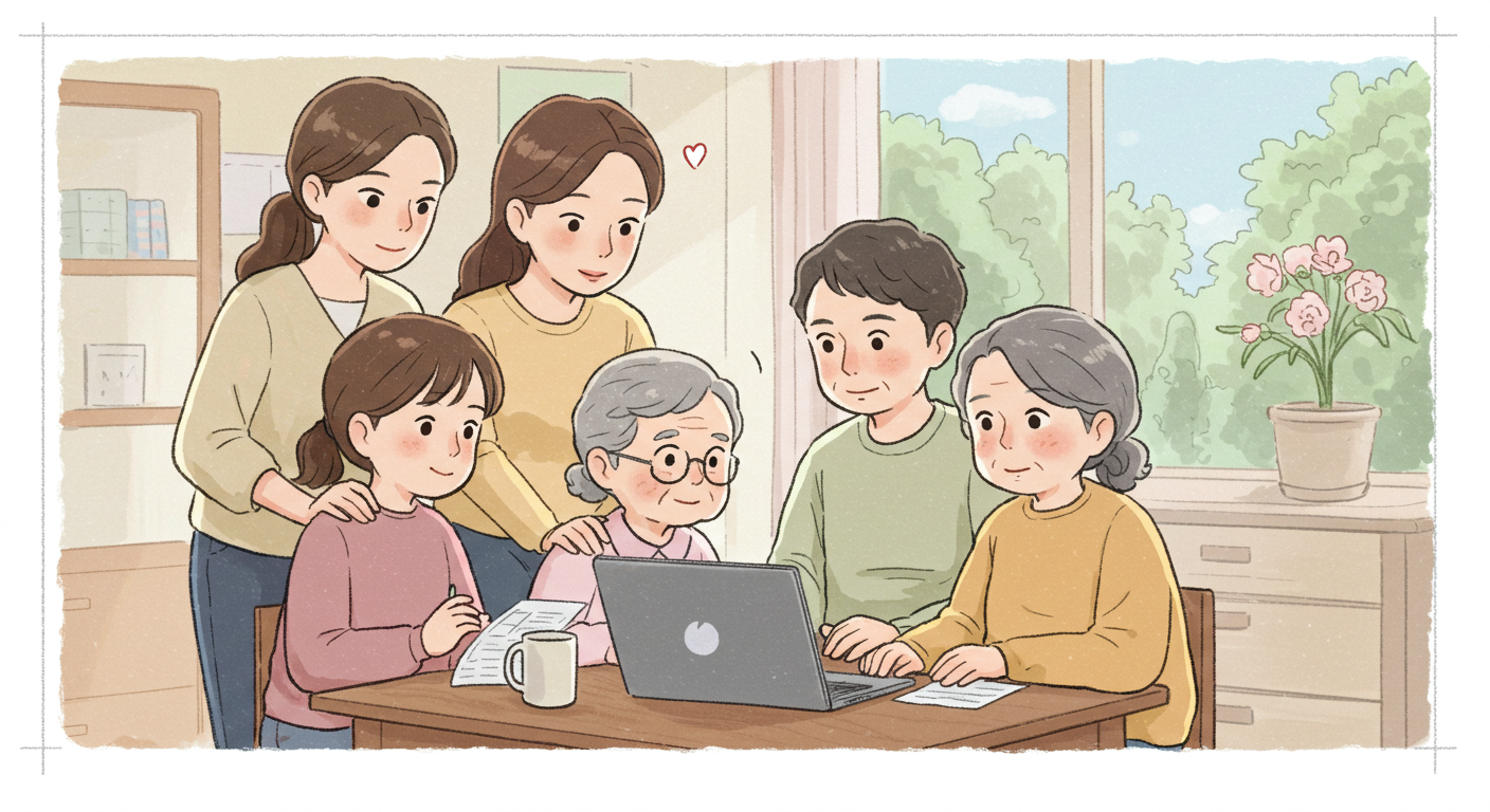 가족이 함께 환급 여부를 확인하는 장면