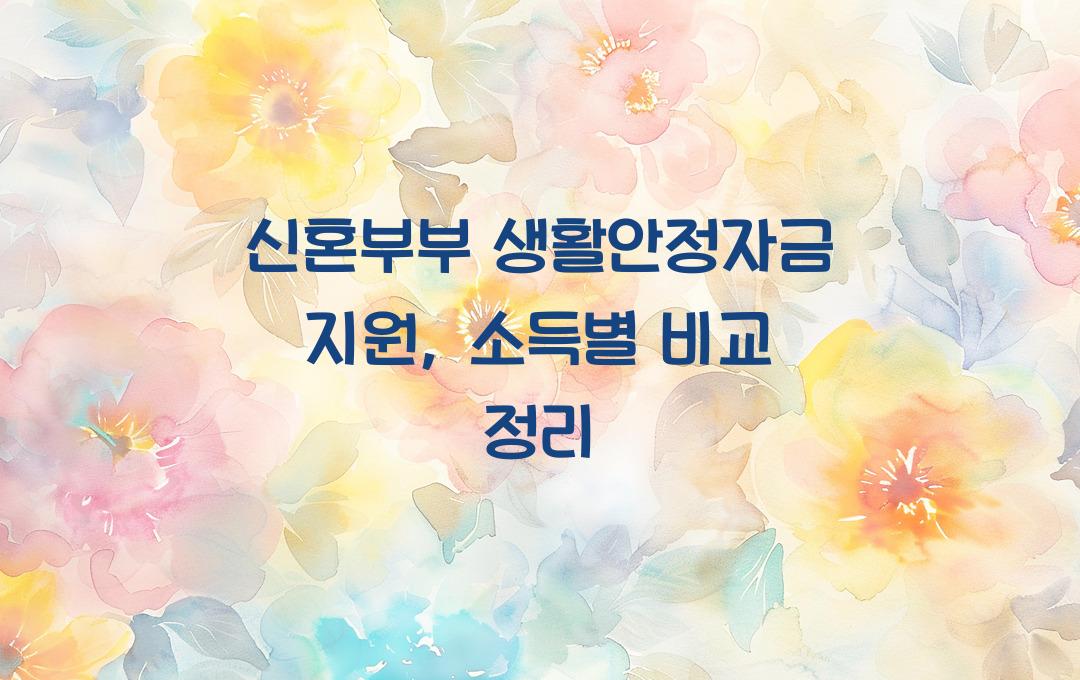 신혼부부 생활안정자금 지원, 가구소득 수준별 지원금액 비교