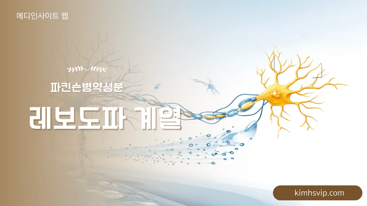 파킨슨병 뇌 도파민 감소와 레보도파 보충 작용 설명 일러스트