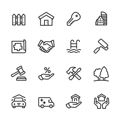 경매와 관련된 아이콘 사진