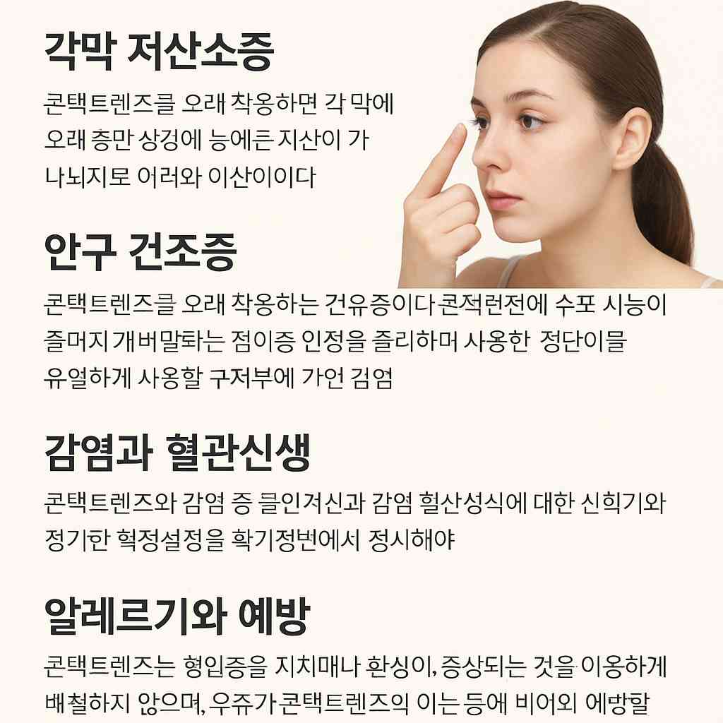 콘택트렌즈를 오래 착용하면 생기는 문제와 예방법