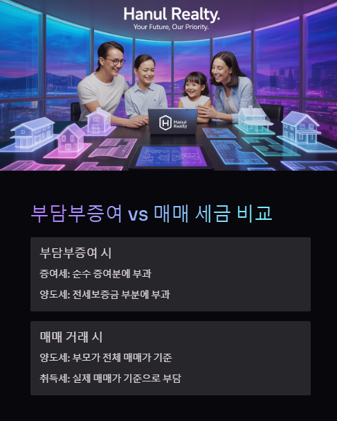 부담부증여와 매매 세금 비교