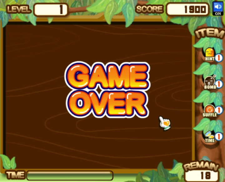 동물-짝맞추기-플래시게임-종료-화면