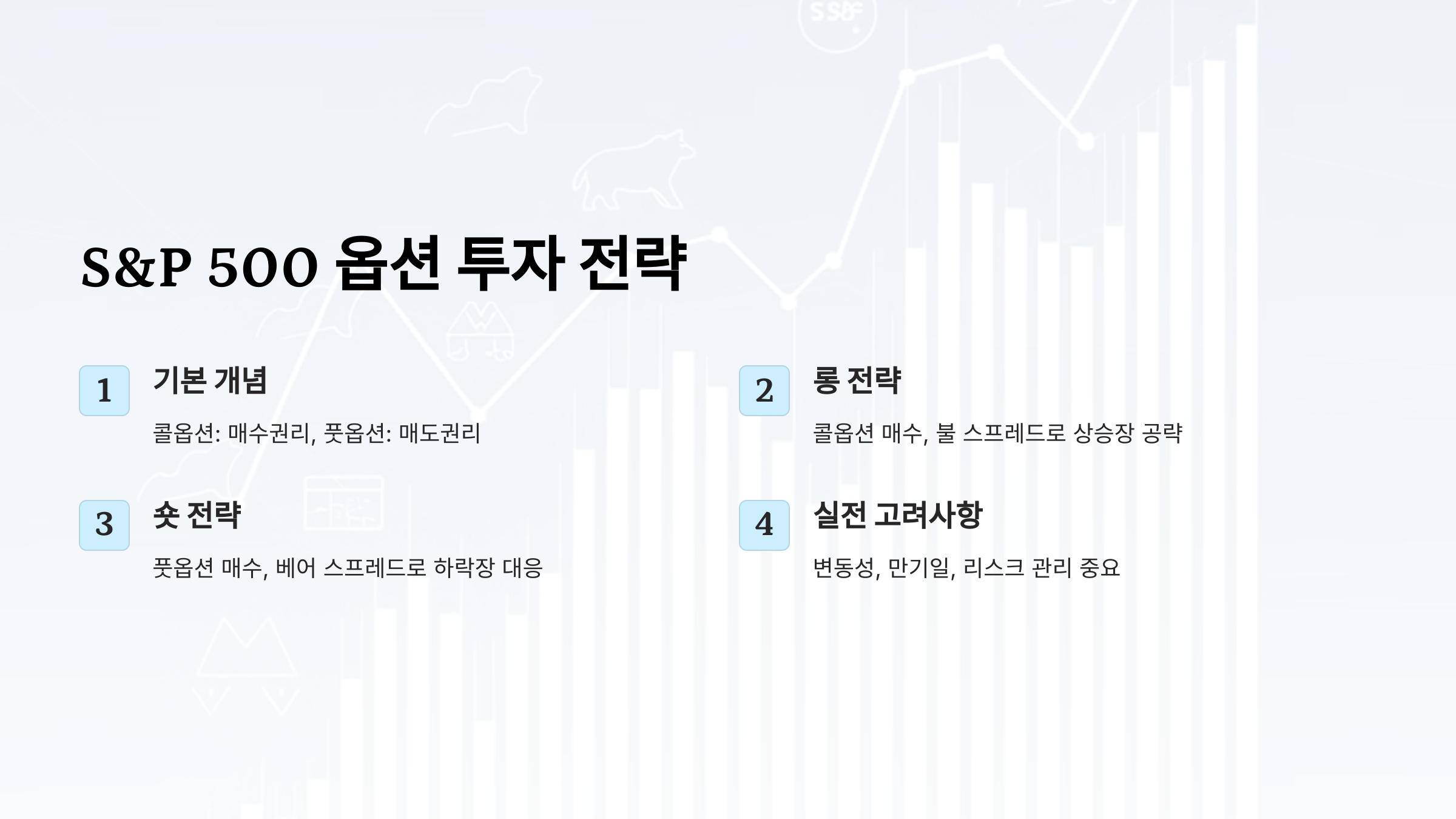 S&amp;P 500 옵션으로 수익 내는 법 롱 전략과 숏 전략