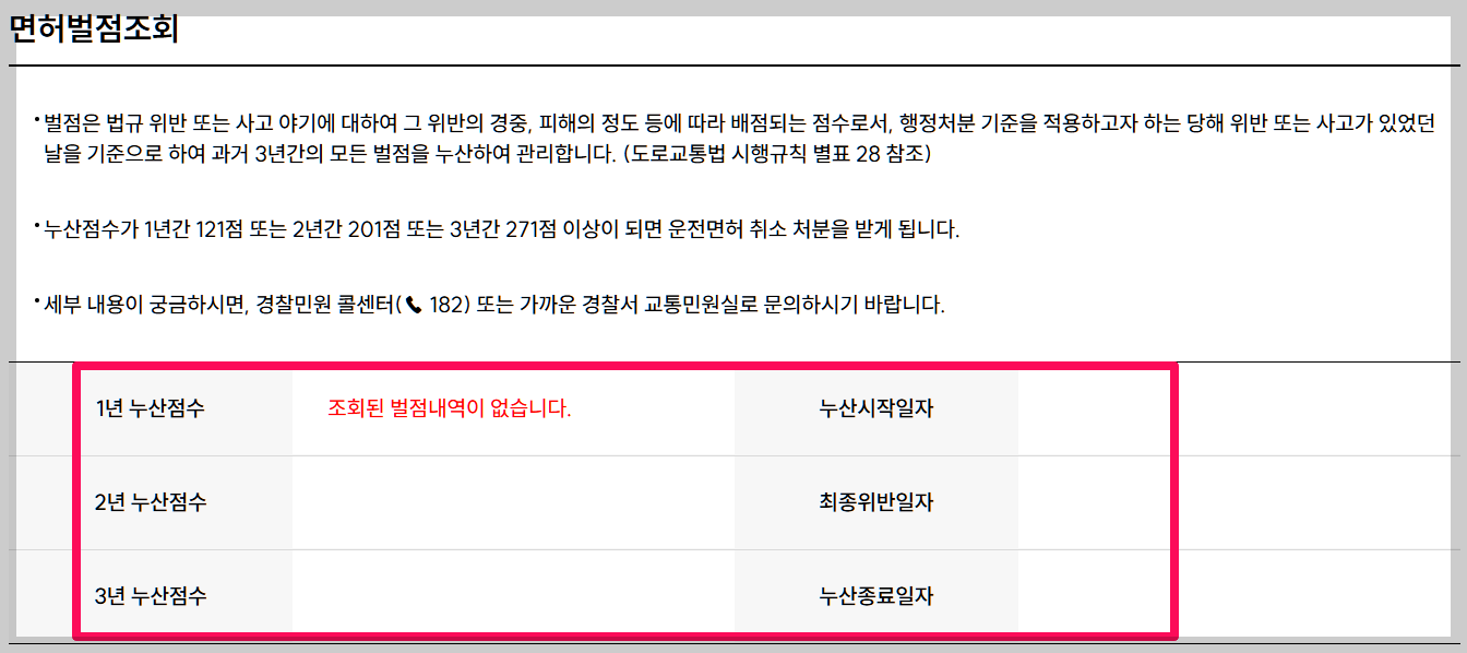 과태료 조회하기 벌점조회 과태료 납부