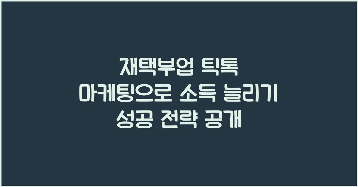 재택부업 틱톡 마케팅  