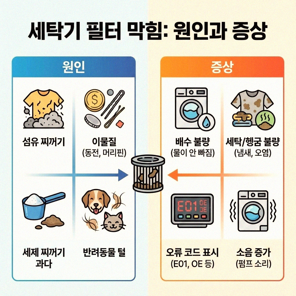 세탁기 필터 분리가 안 될 때 안전하게 분리하는 방법