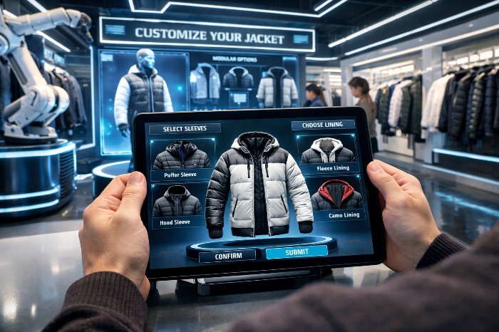 인공지능과 결합하여 진화하는 미래형 패션 모듈 구독 서비스와 커스텀 시스템.