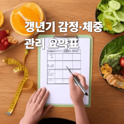 갱년기 감정&middot;체중 관리 요약표