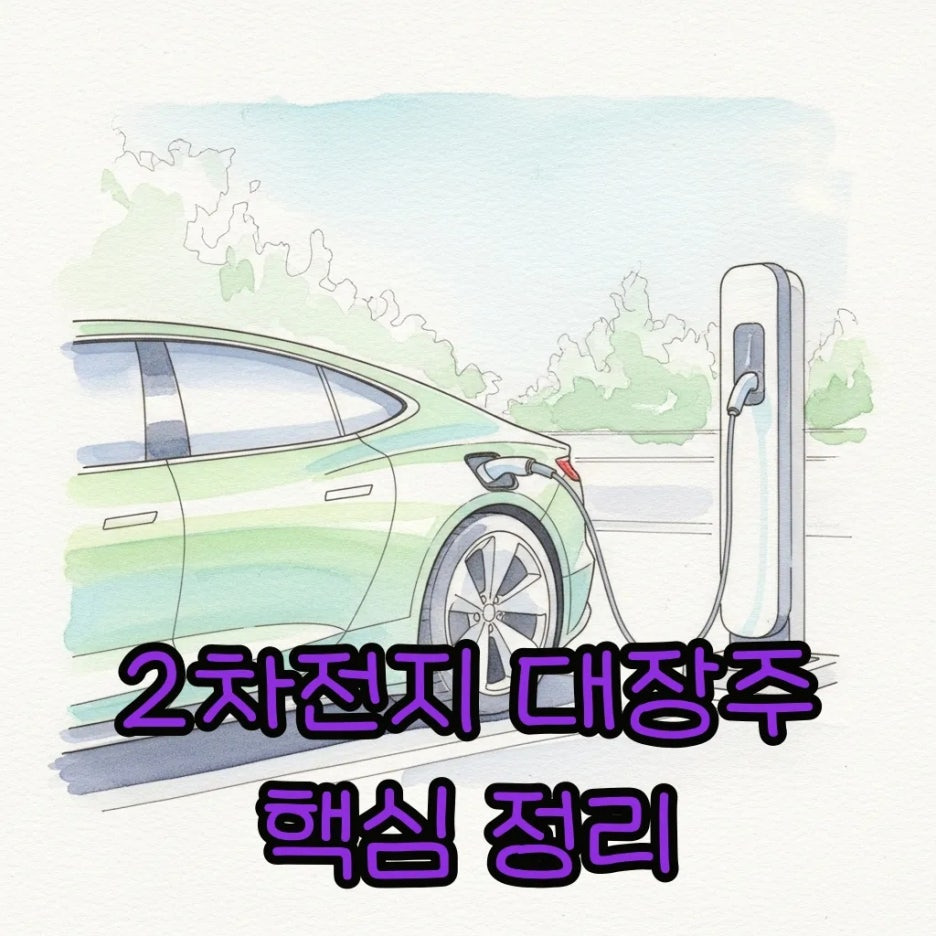 충전소에서 충전 중인 전기차의 부드러운 수채화 풍경