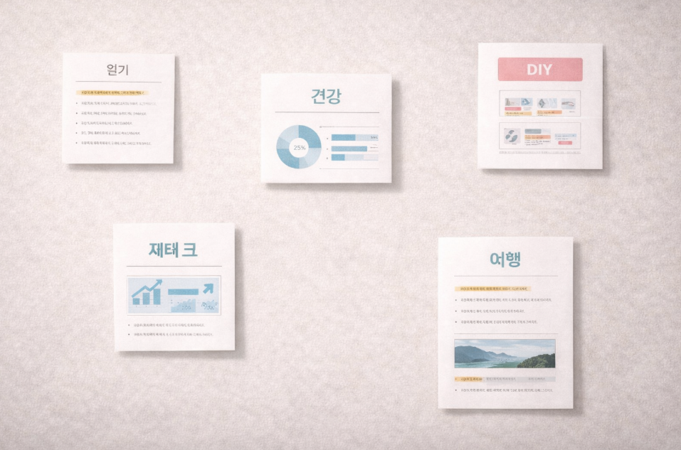 주제가 혼합되어 일관성이 흔들리는 블로그 구조 이미지