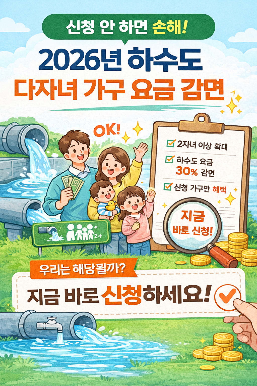 2026년 하수도 다자녀 감면 정책